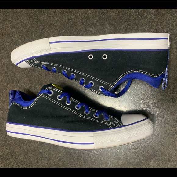 Converse Black Blue Collar Canvas Low Top - Picture 3 of 5